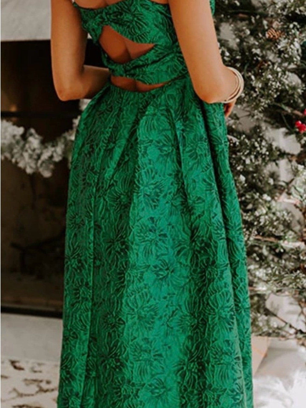 Impressions Emerald Green Square-Neck Midi Dress - Picture 2 of 3